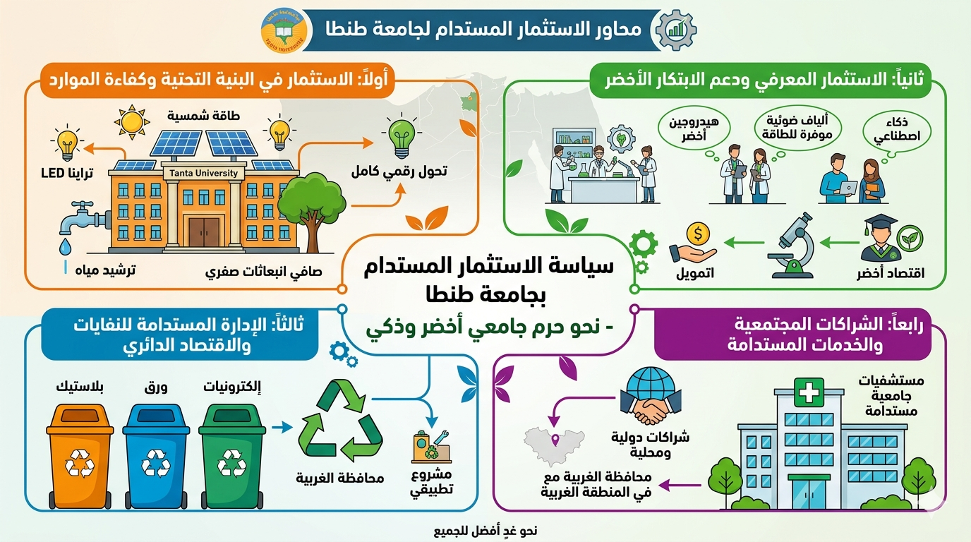 محاور سياسة الاستثمار المستدام لجامعة طنطا 