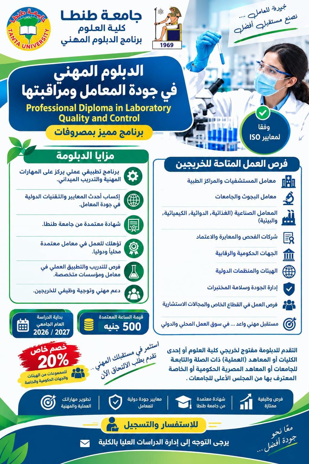 علوم طنطا تعلن فتح باب التقدم للدبلوم المهني في جودة المعامل ومراقبتها