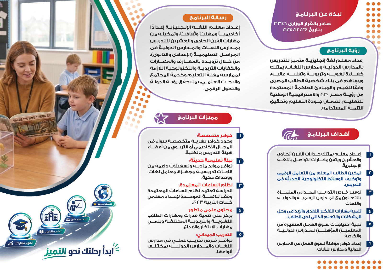 الإعلان عن برنامج إعداد معلم اللغة الإنجليزية للمدارس الدولية واللغات (المرحلة الابتدائية) بكلية التربية بجامعة طنطا