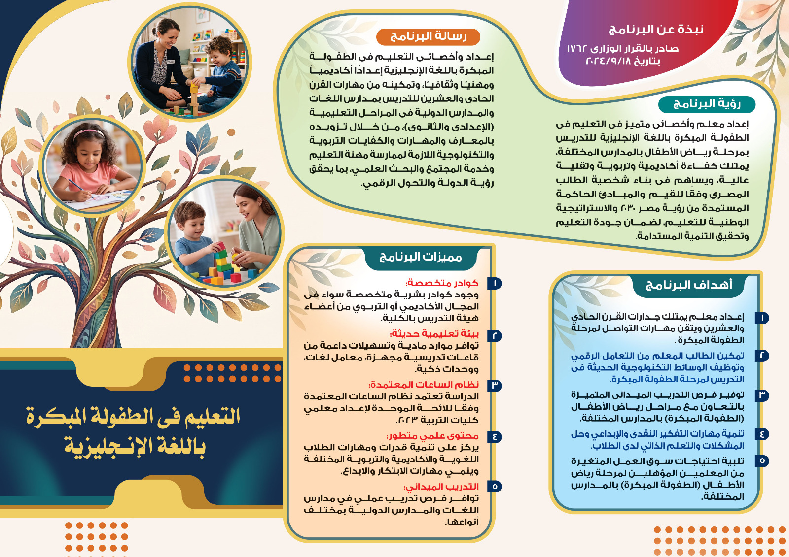 الإعلان عن برنامج التعليم في الطفولة المبكرة باللغة الإنجليزية بكلية التربية بجامعة طنطا 